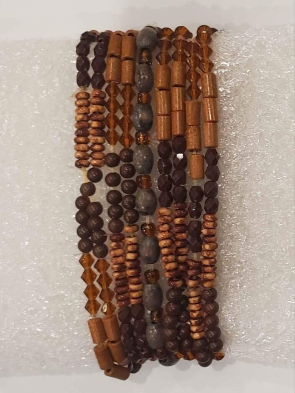 Bundle of Brown Tan & Gray Beaded Elastic Women’s Bracelets